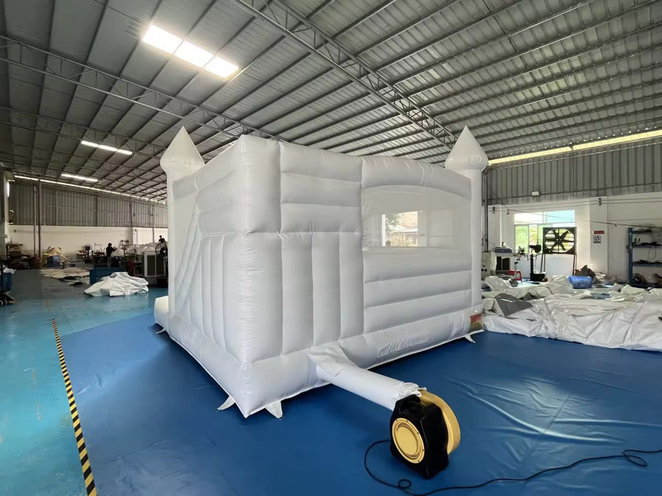 White Bouncy Castle With Slide & Ball Pit Commercial Grade