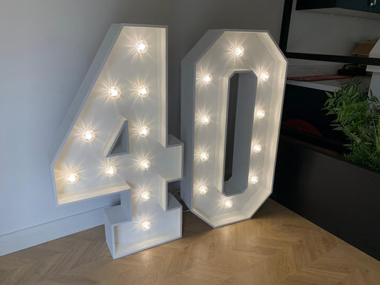 4ft MDF Wooden Marquee Large LED Numbers Light Up Figures