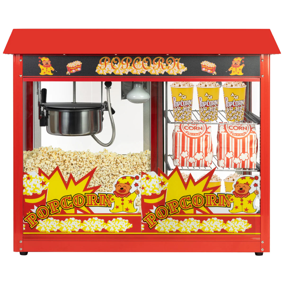 Commercial Popcorn Maker Machine & Storage Red