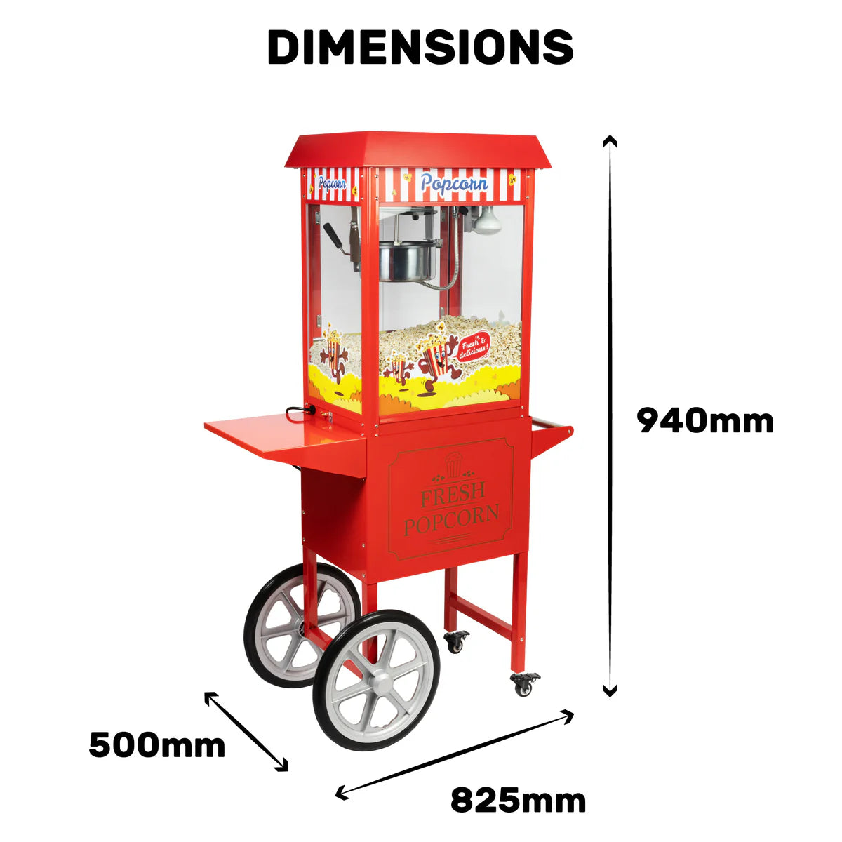 Commercial Popcorn Maker Machine & Cart Red