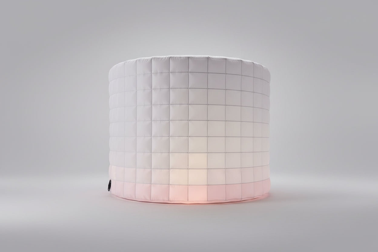 Curved Quilted Inflatable Photo booth Backdrop Enclosure in white for events, parties and weddings