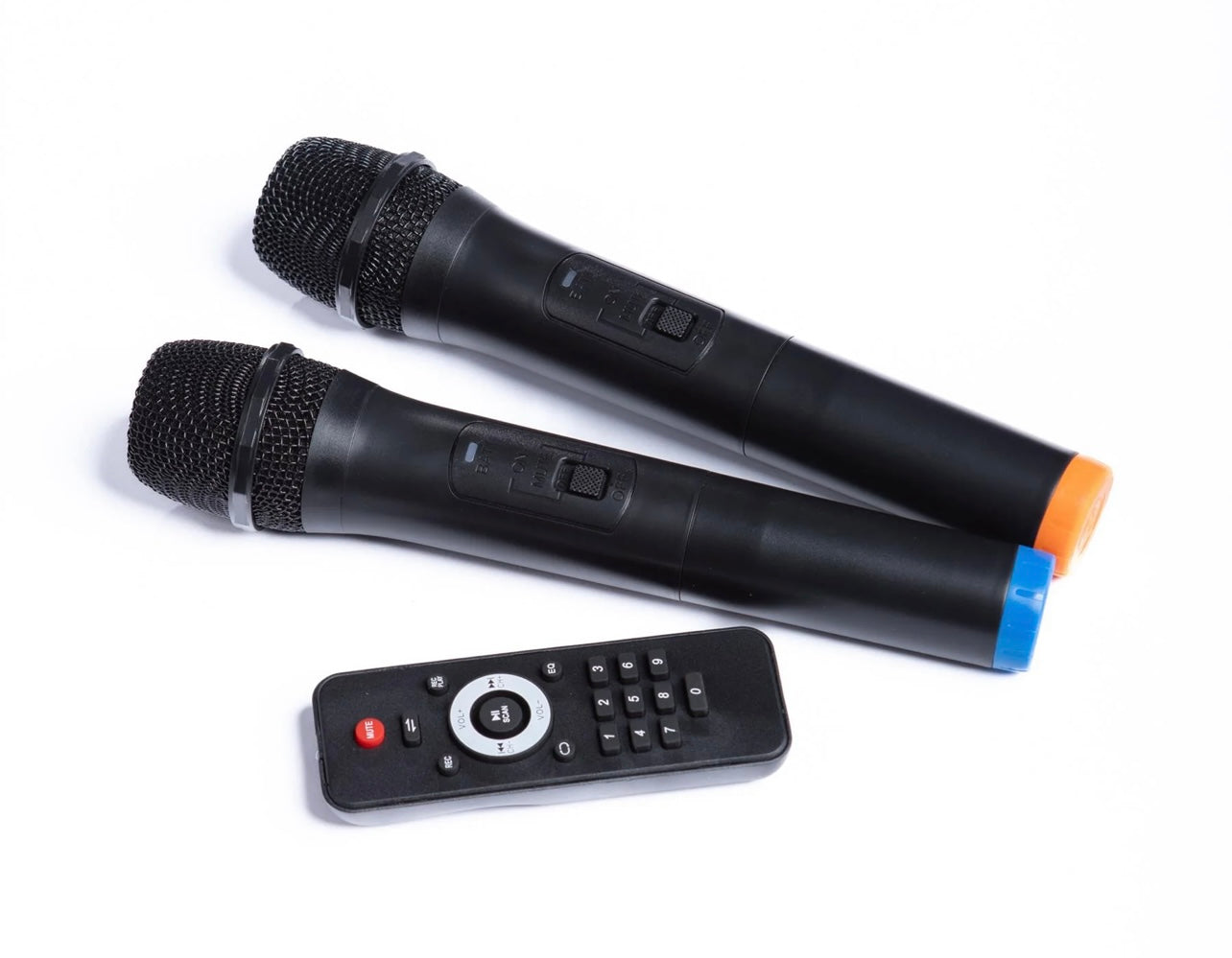 Portable 2000W Bluetooth Speaker PA Sound System + 2 Wireless Microphones