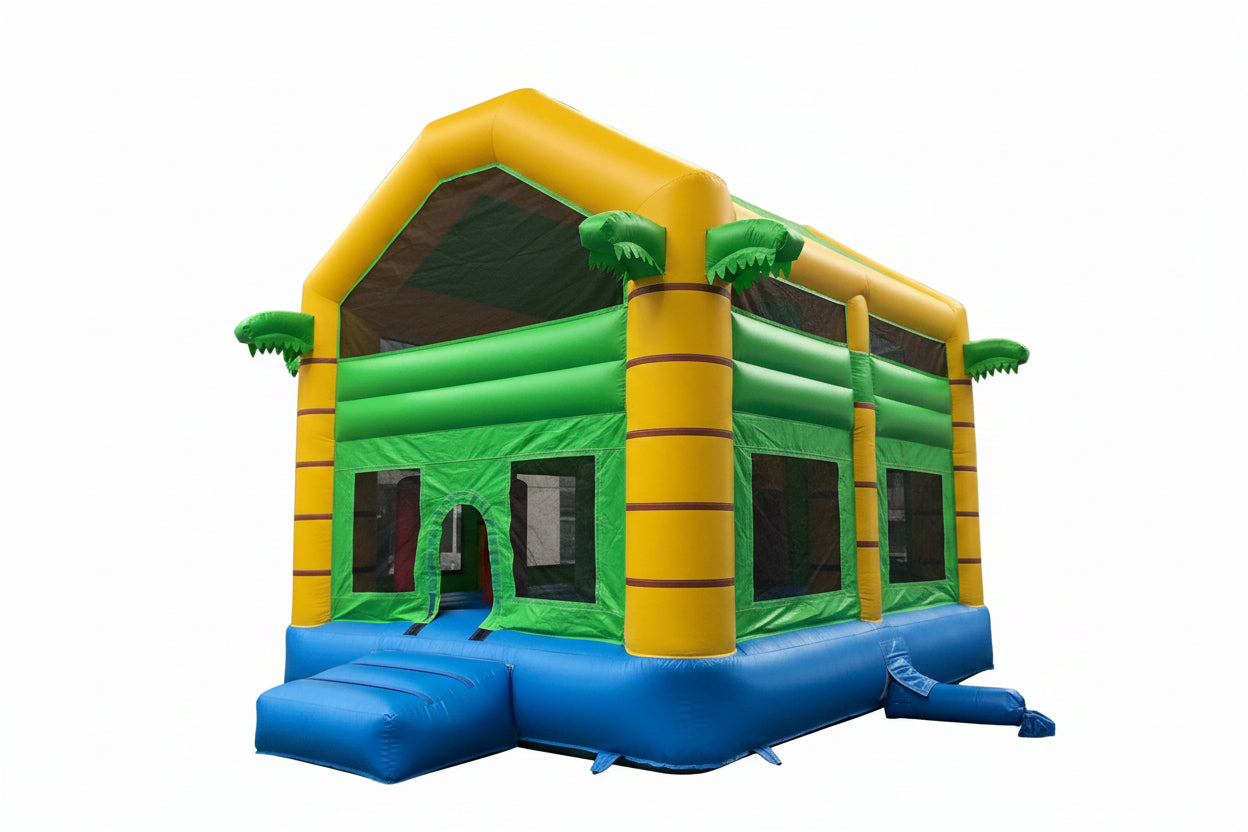 Inflatable reptile bounce house on a white background
