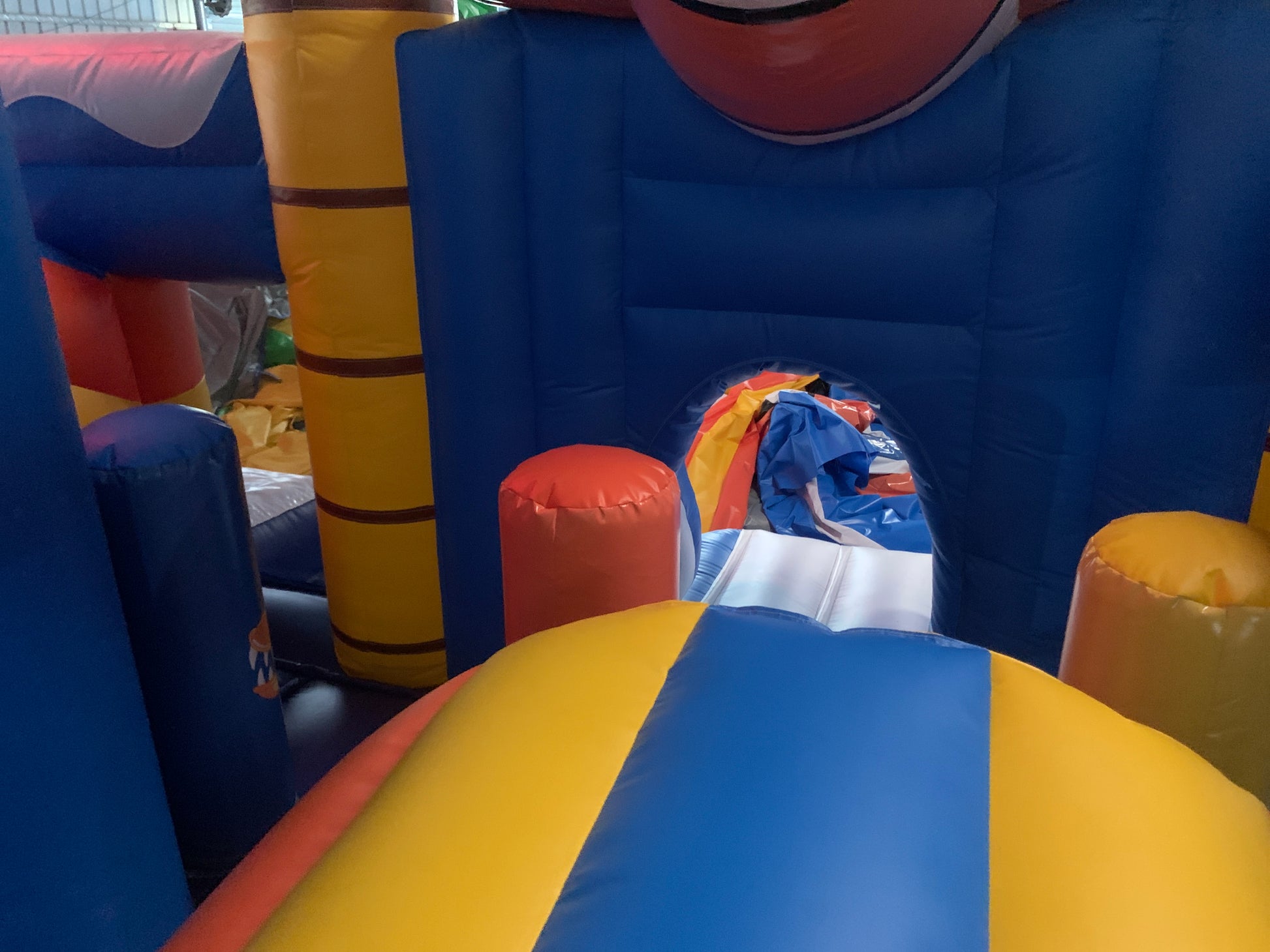 Colorful inflatable bouncy castle with slide 
