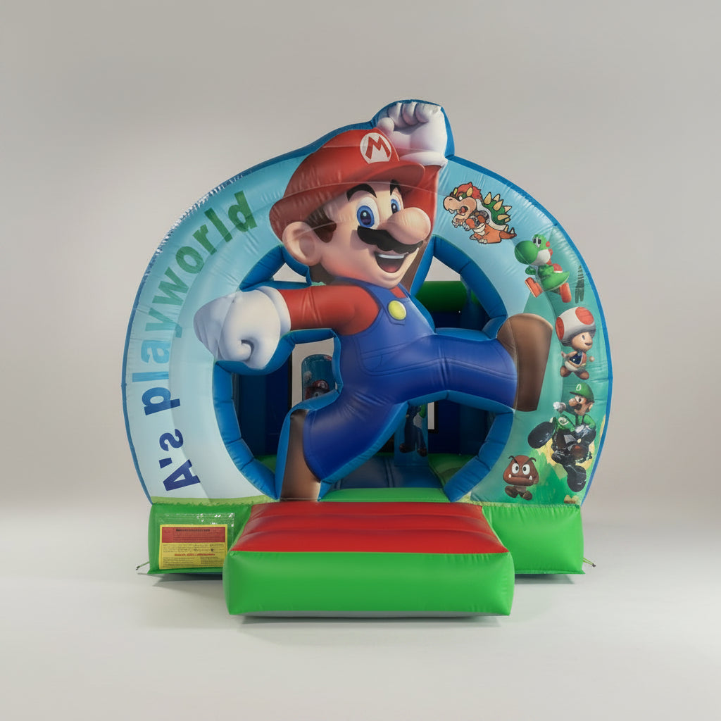 Super Mario Inflatable Bouncy Castle House on a white background