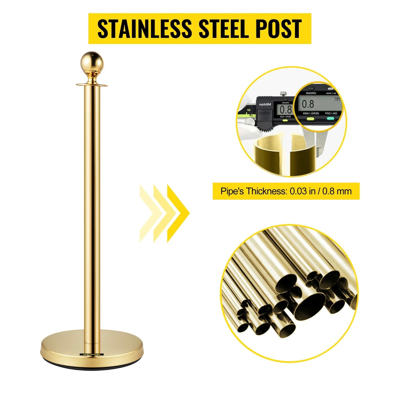 Gold Crowd Control Barriers Posts Stanchions