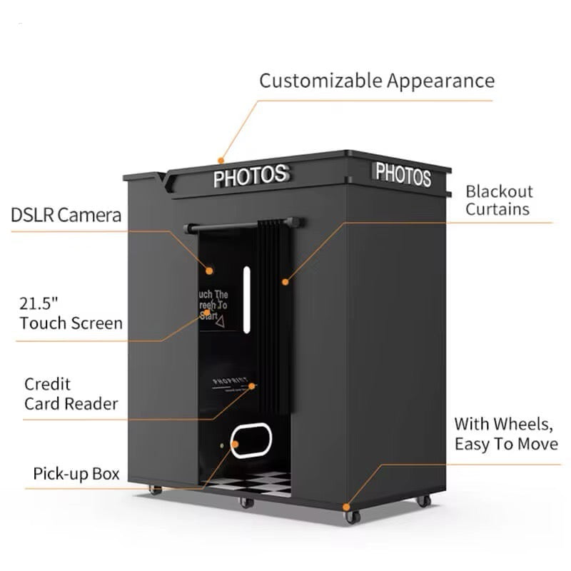 Enclosed Original Photobooth With Payment System Selfie Booth