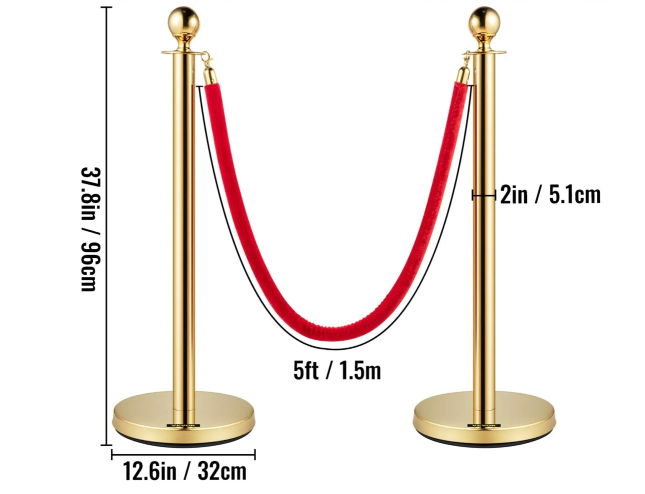 Gold Crowd Control Barriers Posts Stanchions