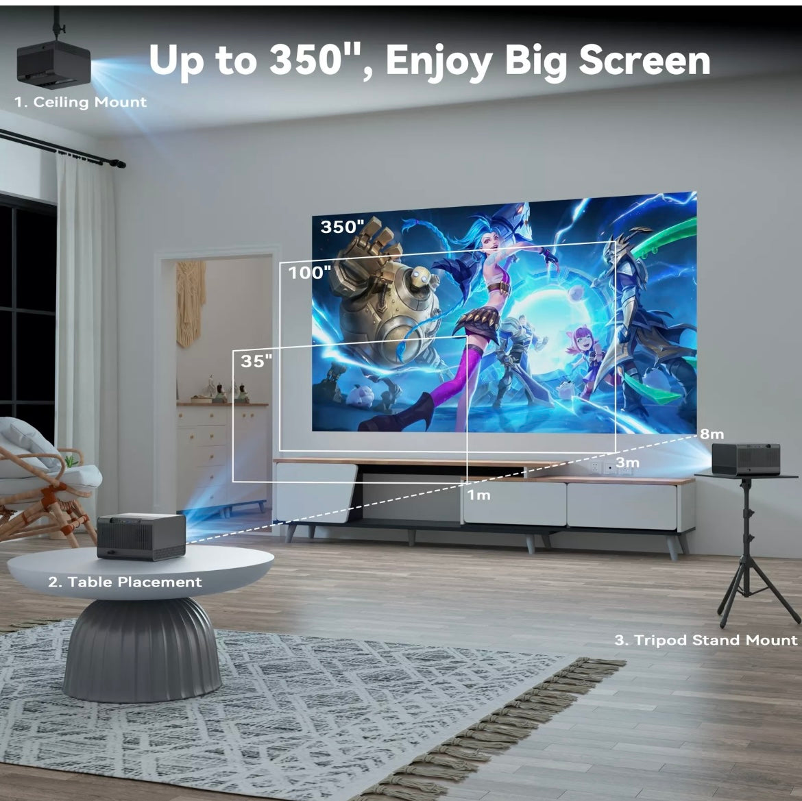 Professional 4K 1080P WiFi Projector With Built In Apps 5G