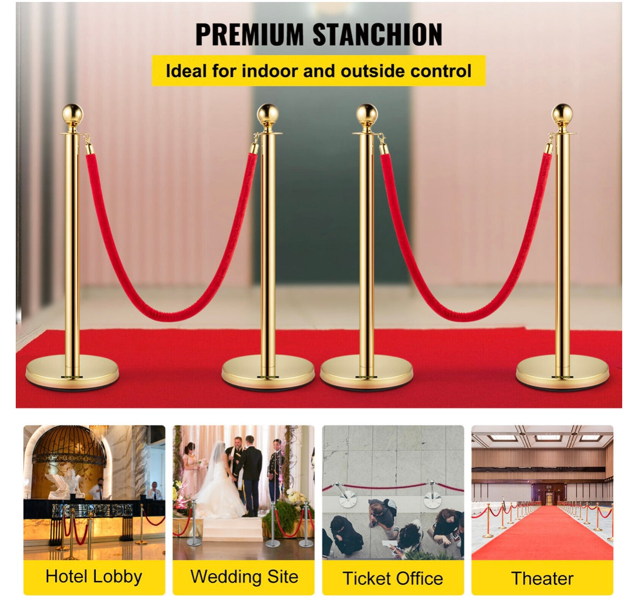 Gold Crowd Control Barriers Posts Stanchions