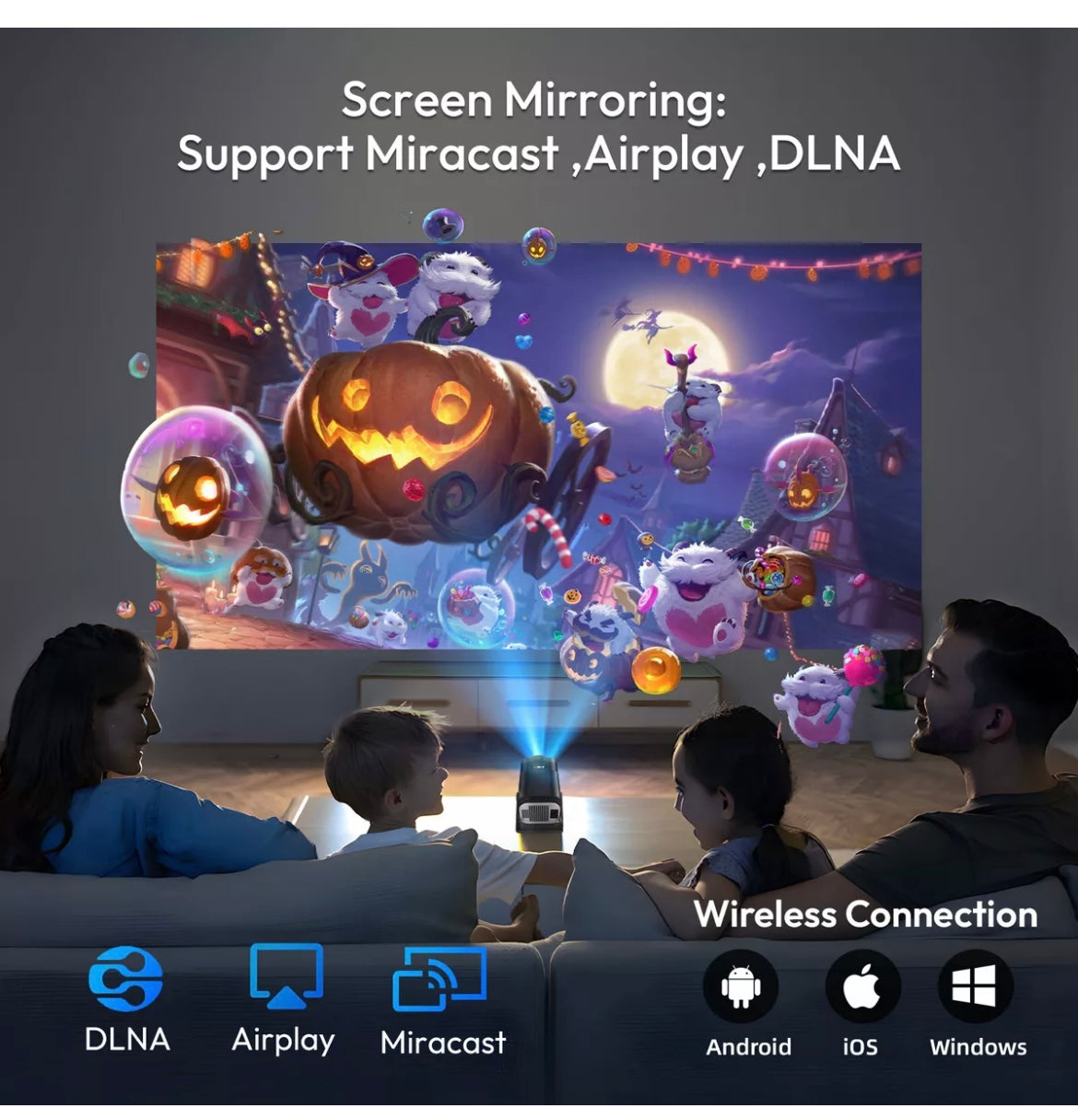 4K 1080P WiFi Projector With Built In Apps 5G