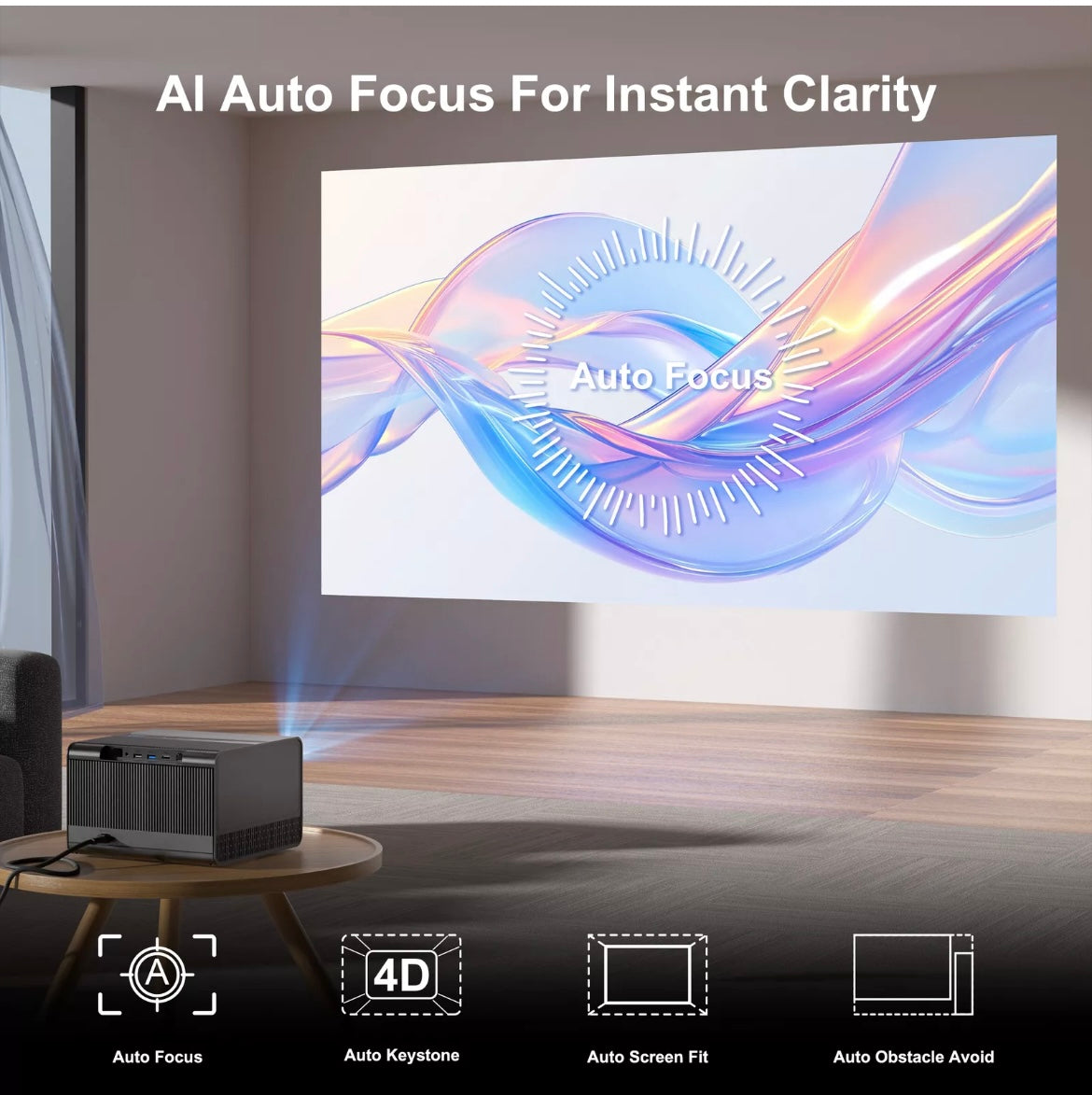 Professional 4K 1080P WiFi Projector With Built In Apps 5G