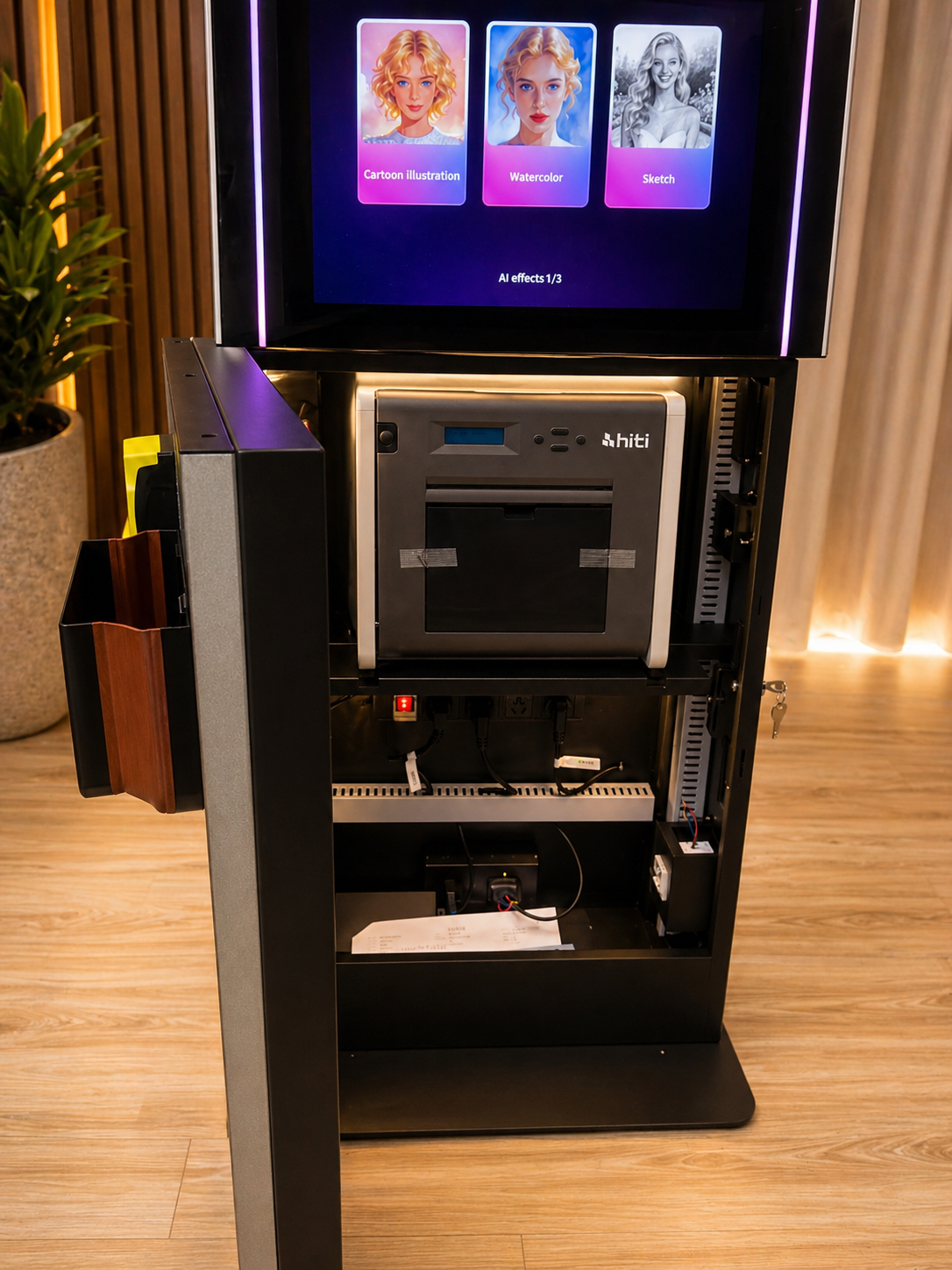 The inside of the AI Aura Photo Booth With Payment System Selfie Pod