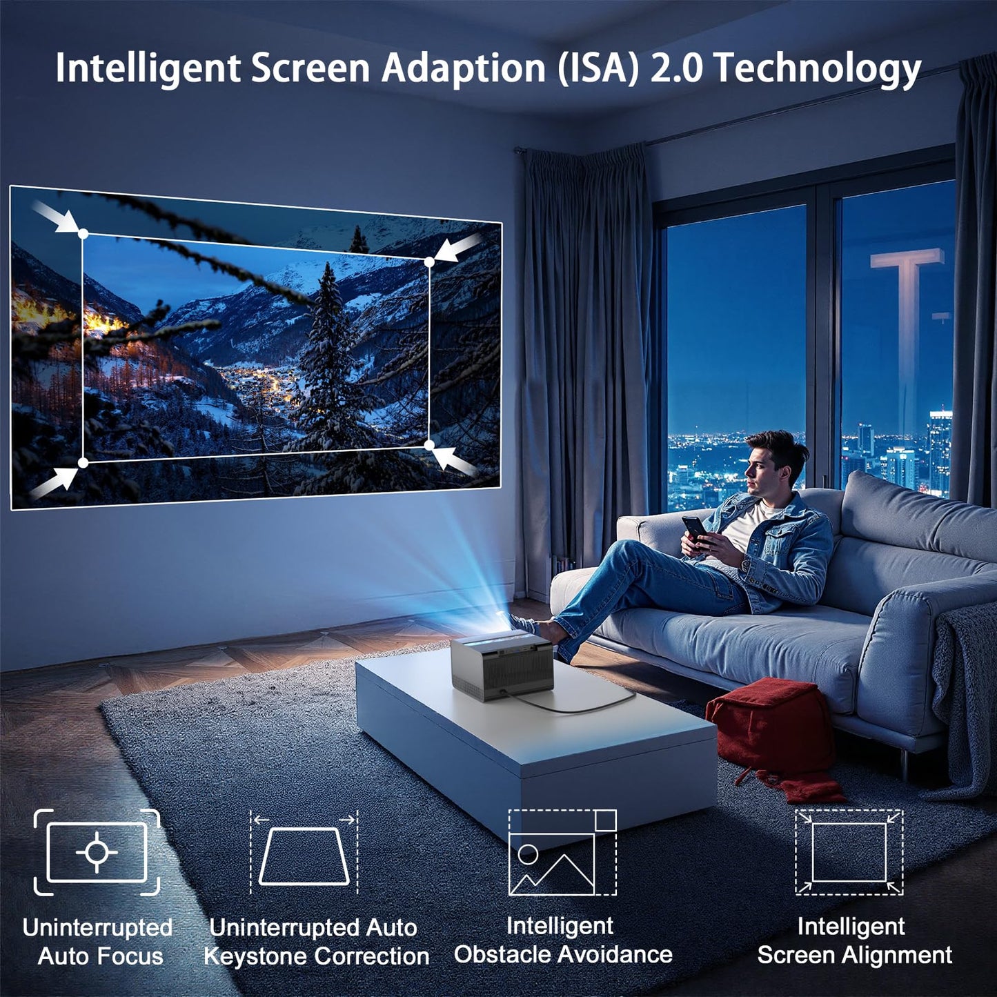 Professional 4K 1080P WiFi Projector With Built In Apps 5G