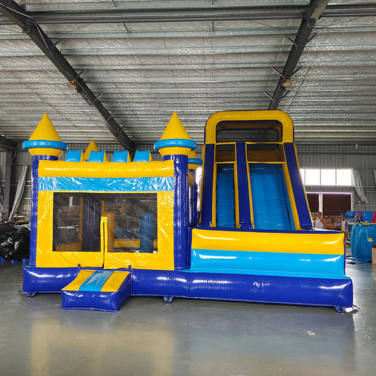 Large Blue & Yellow Bouncy Castle With 2 Slides