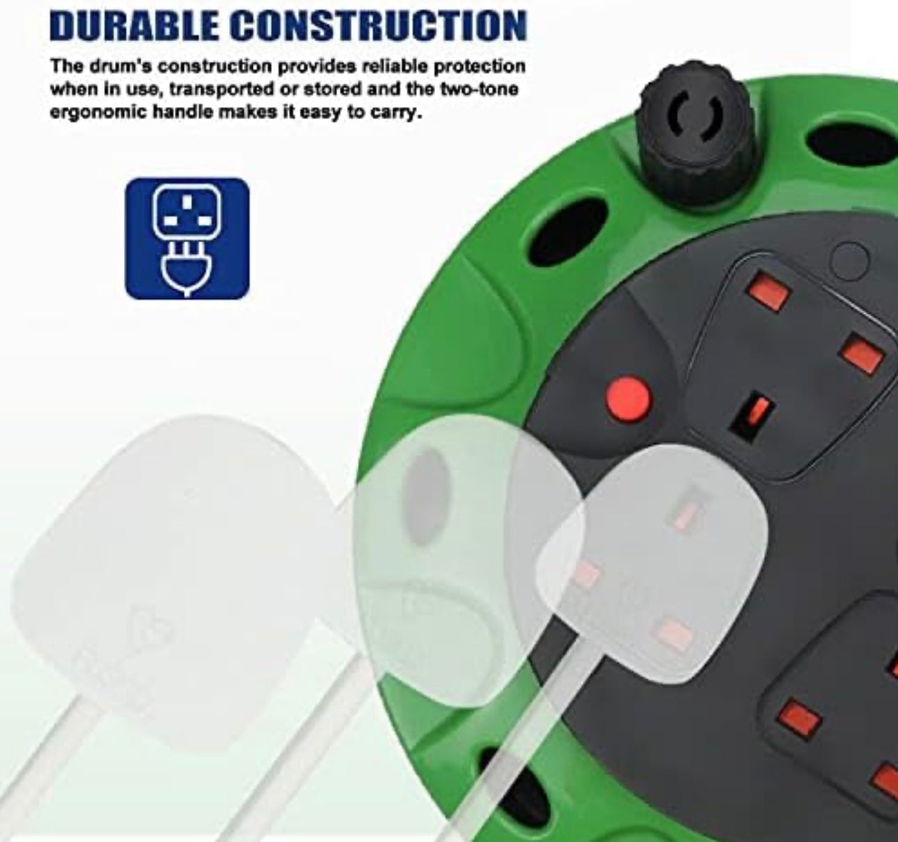 Green Electrical Extension Reel x4 Plugs