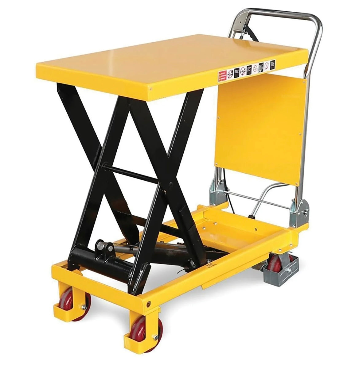 Hydraulic Scissor Lifting Table With Wheels & Safety Back Plate