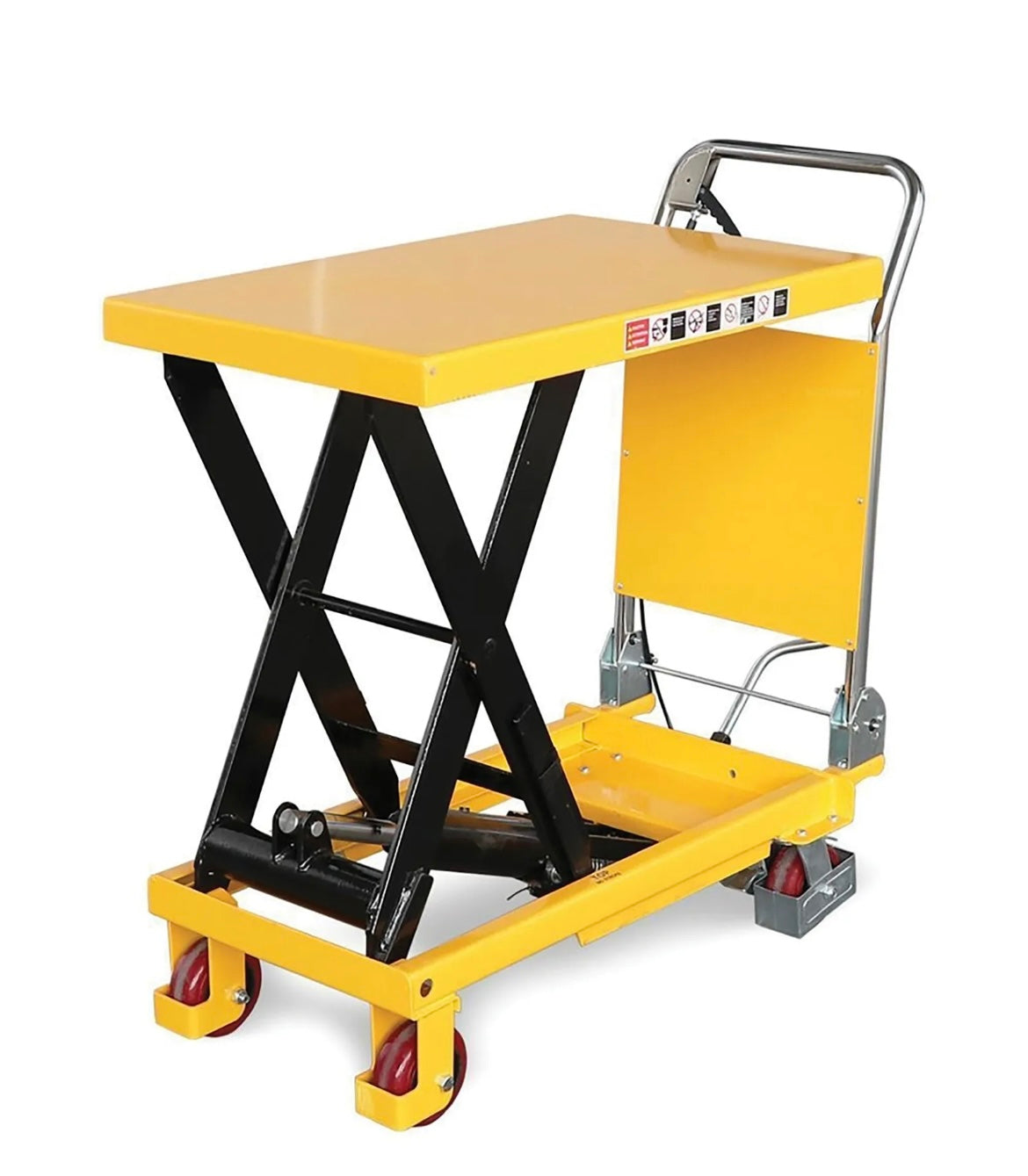 Hydraulic Scissor Lifting Table With Wheels & Safety Back Plate