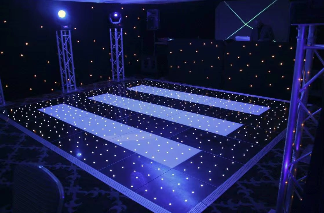 Black Starlit LED Dance Floor with starlight effect in a dark room