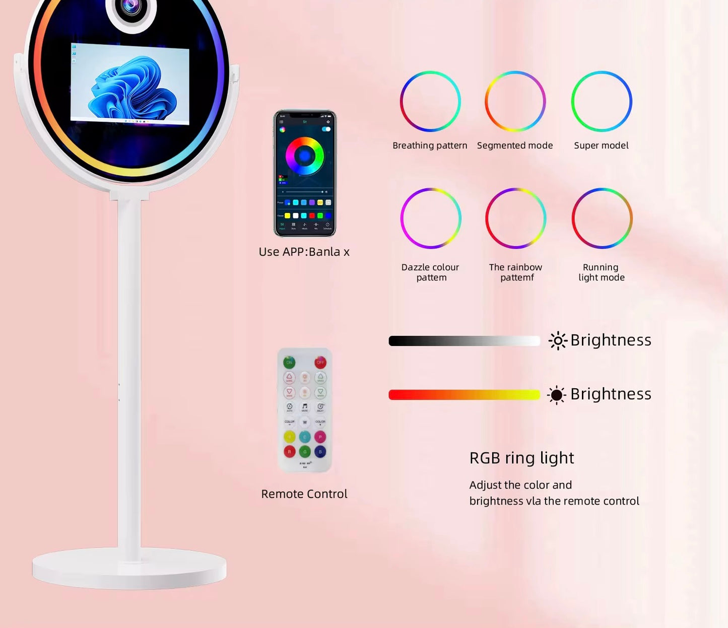 Round Magic Mirror DSLR Selfie Pod Photobooth