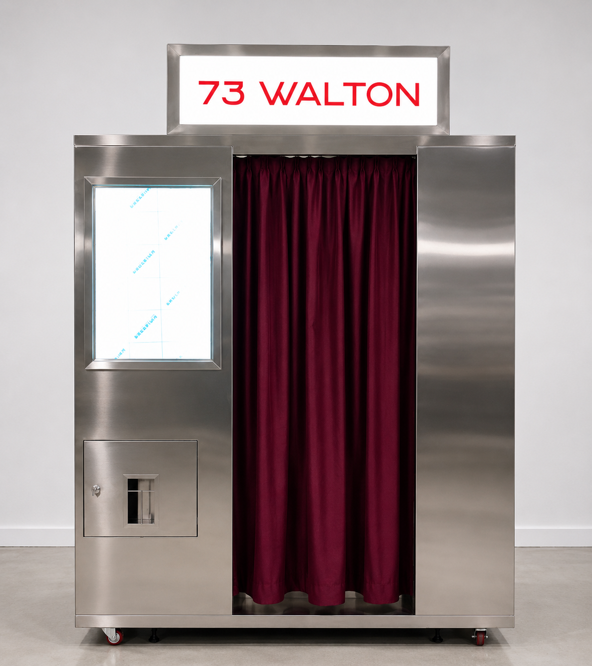 Stainless Steel Enclosed Photo Booth With Contactless Payment Selfie Booth