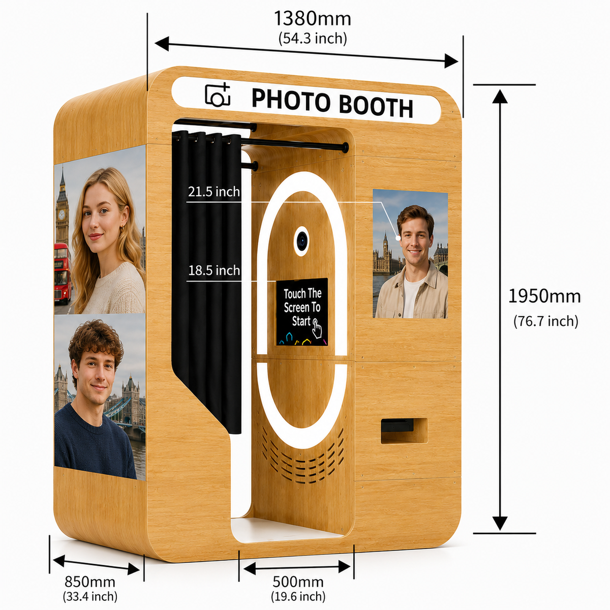 Wooden Vintage Enclosed Photobooth With Payment System Selfie Booth