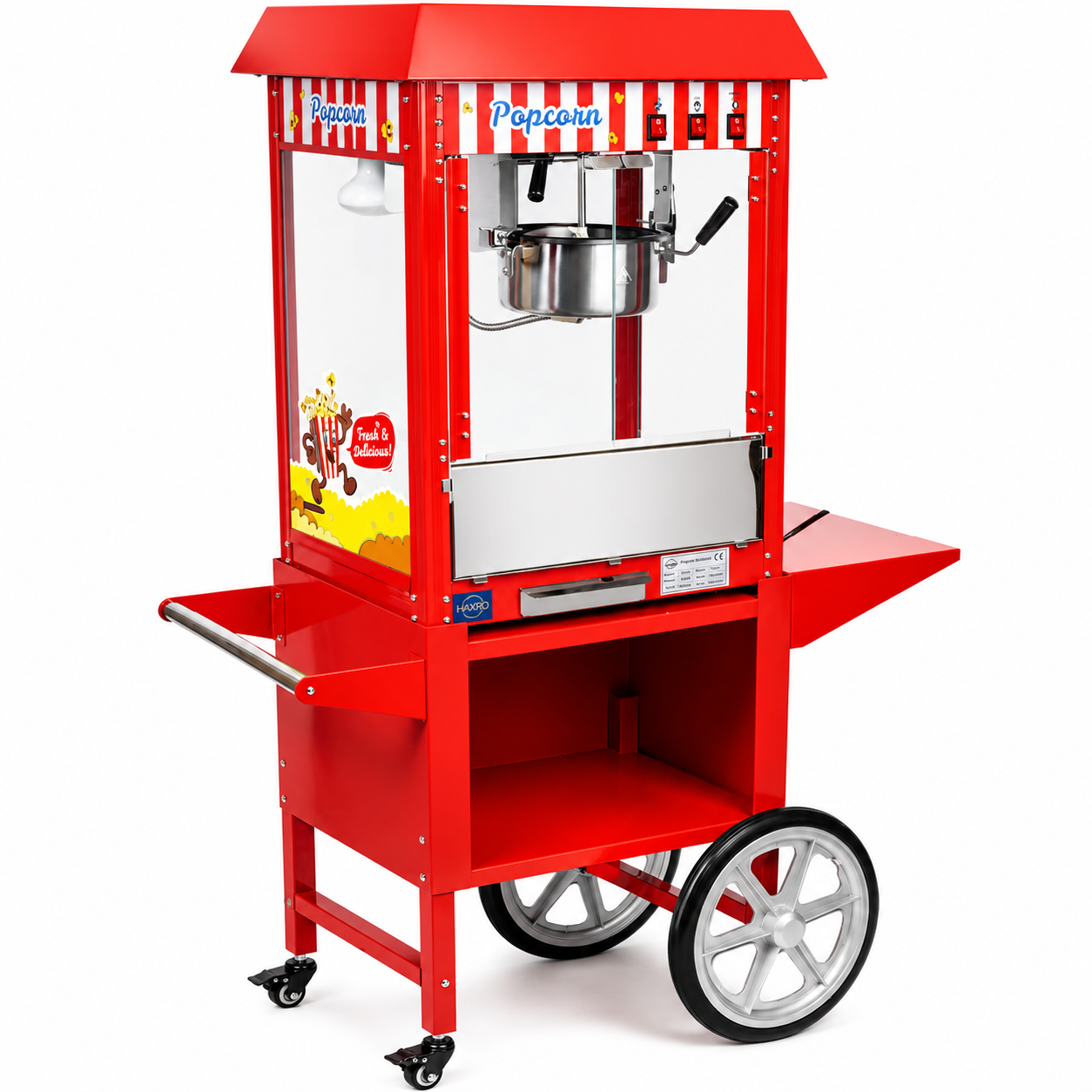 Commercial Popcorn Maker Machine & Cart Red