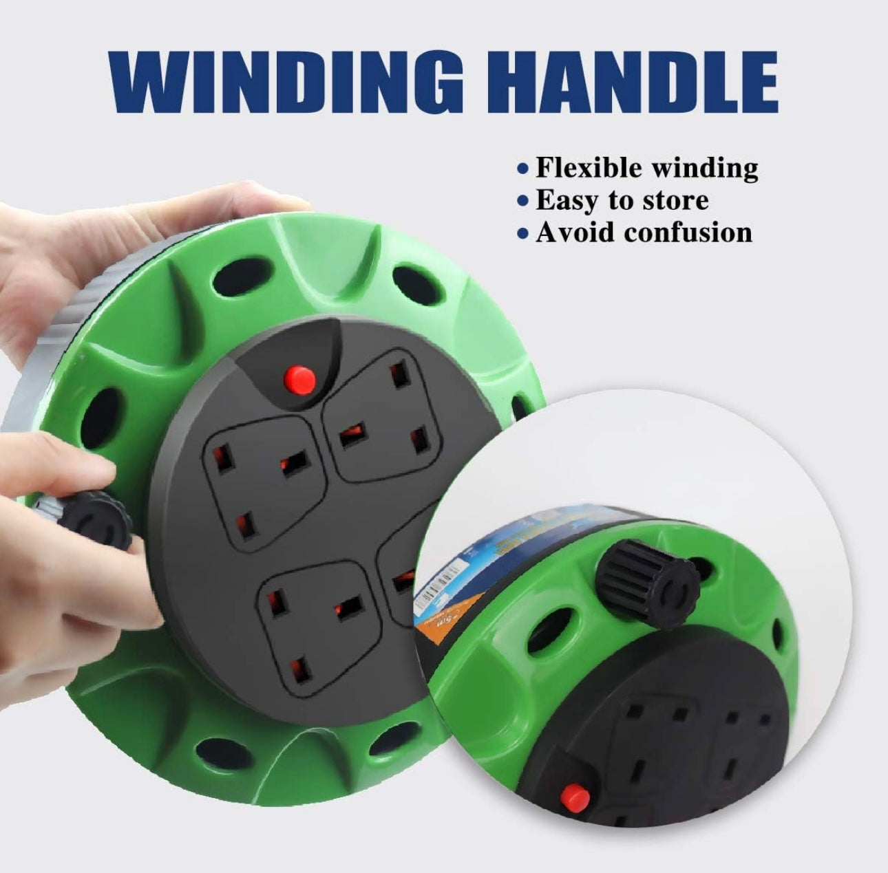 Green Electrical Extension Reel x4 Plugs