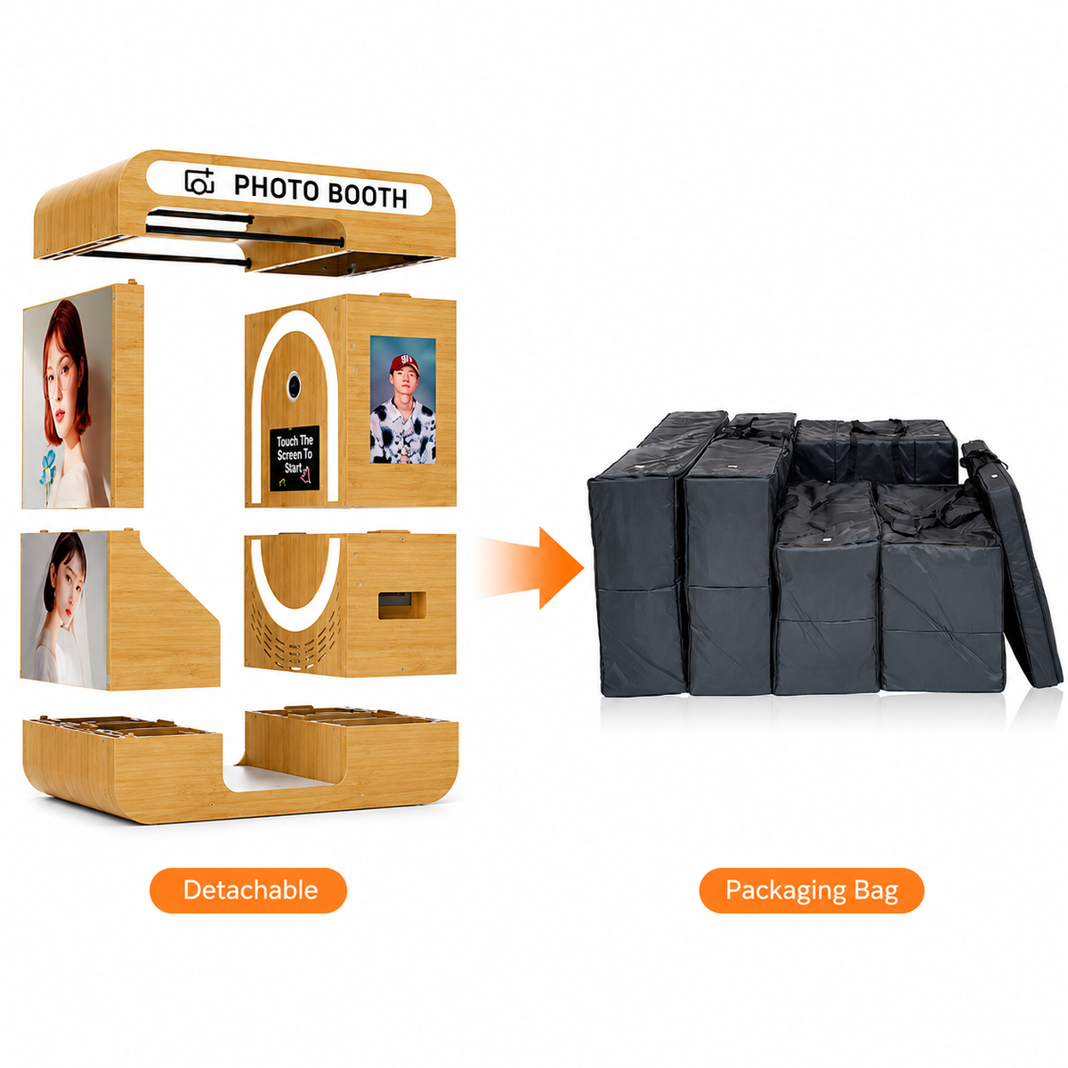 Wooden Vintage Enclosed Photobooth With Payment System Selfie Booth