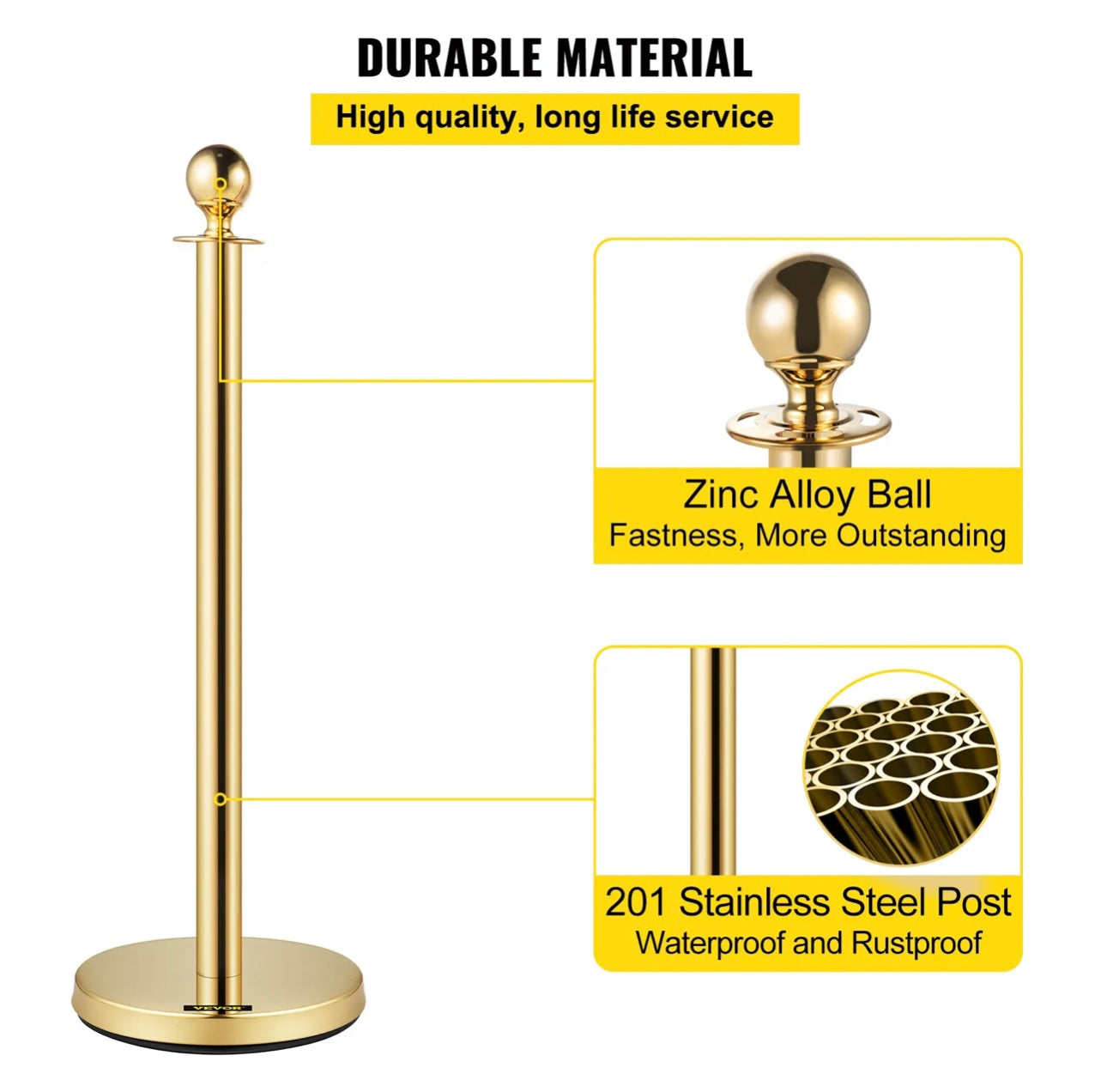 Gold Crowd Control Barriers Posts Stanchions