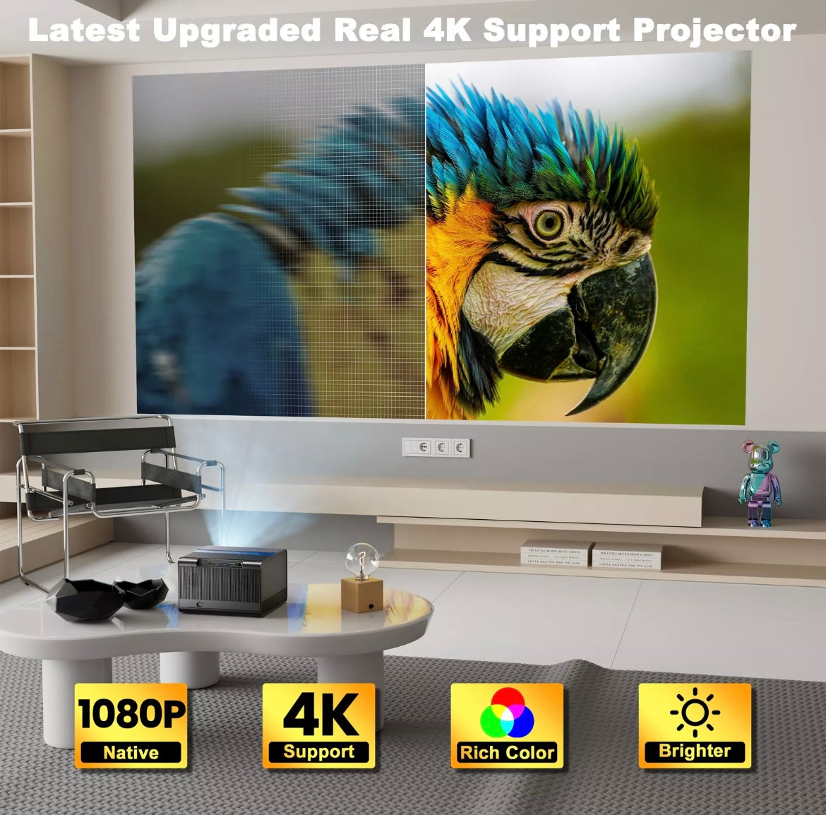 Professional 4K 1080P WiFi Projector With Built In Apps 5G