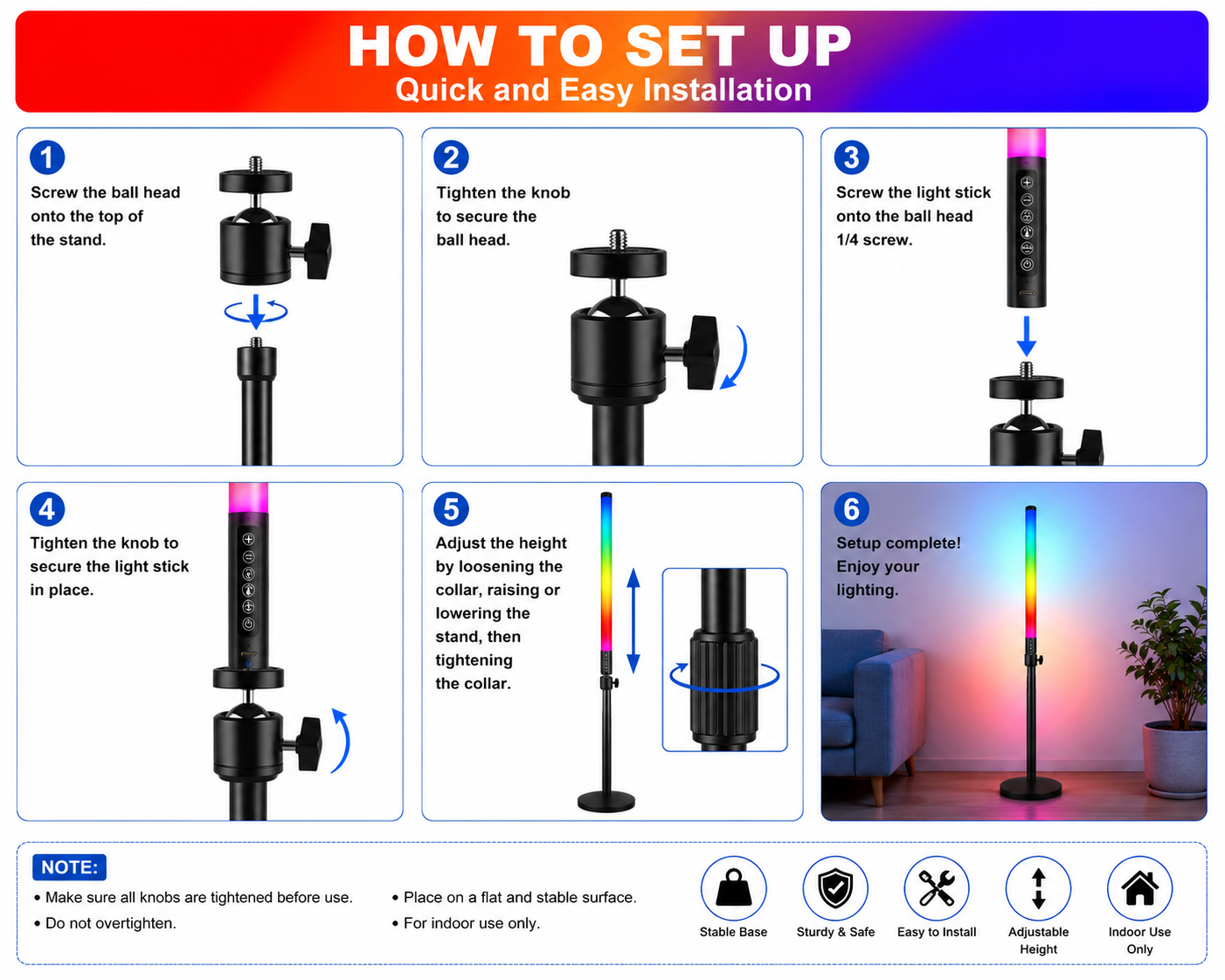 RGB LED Tube Lights Wireless