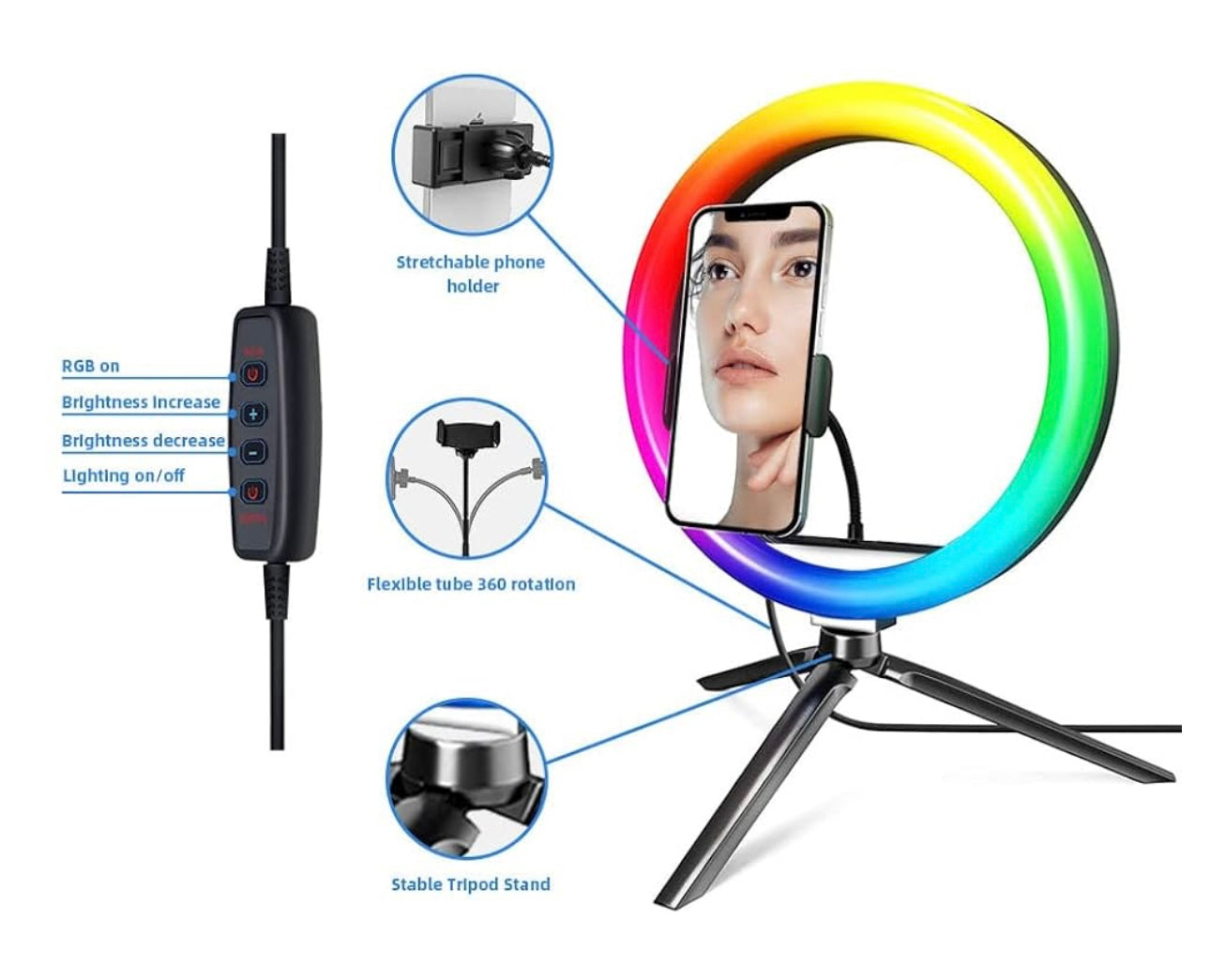 10” RGB LED Ring Light With Mini Stand