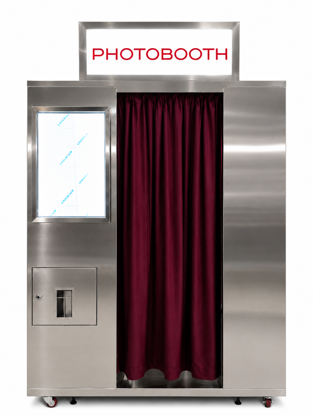 Stainless Steel Enclosed Photo Booth With Contactless Payment Selfie Booth