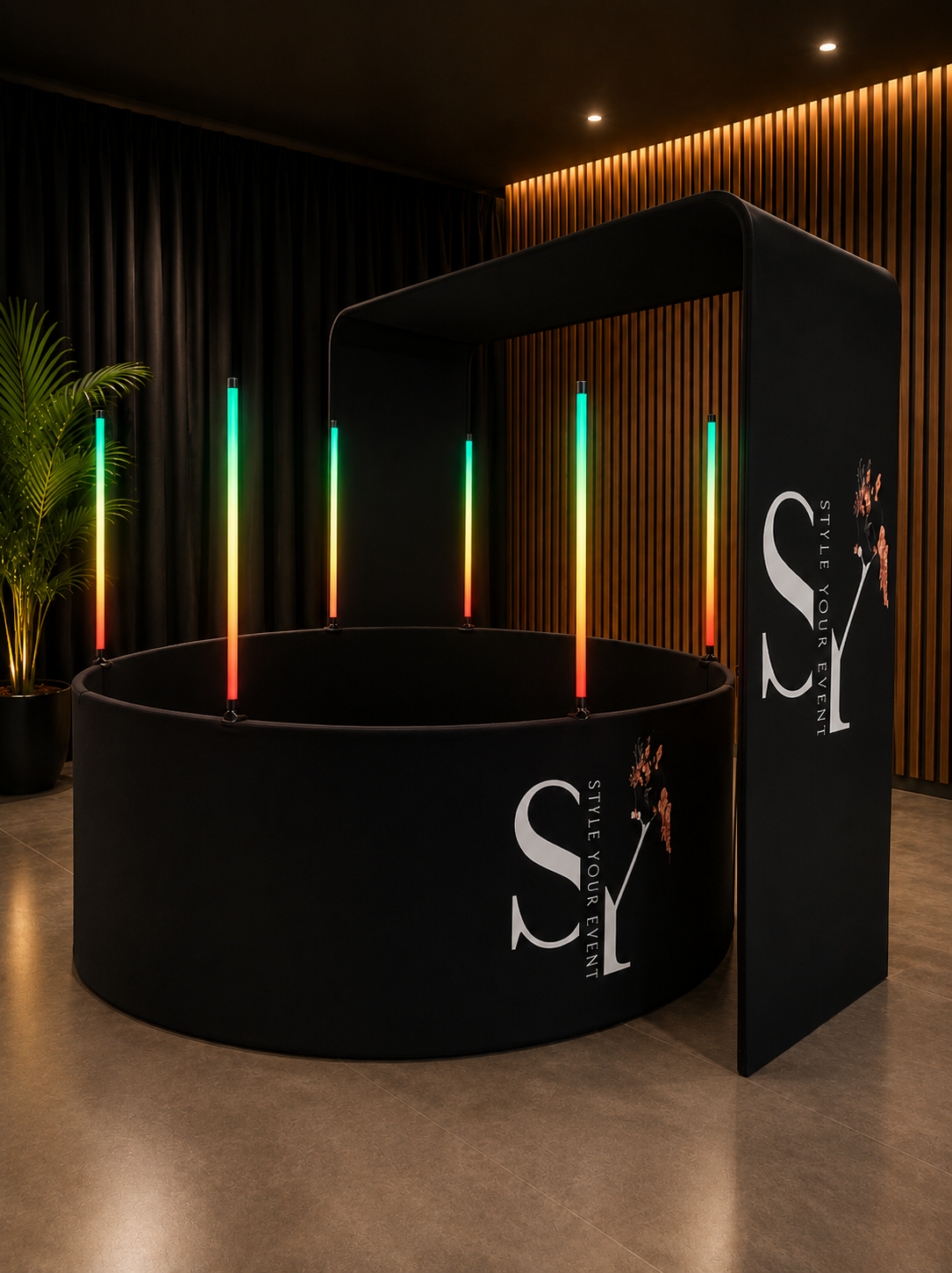 2 Piece LED Photobooth Enclosure With Overhead Backdrop