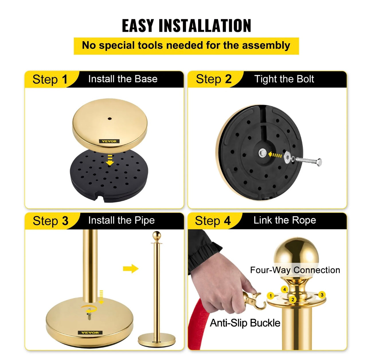 Gold Crowd Control Barriers Posts Stanchions