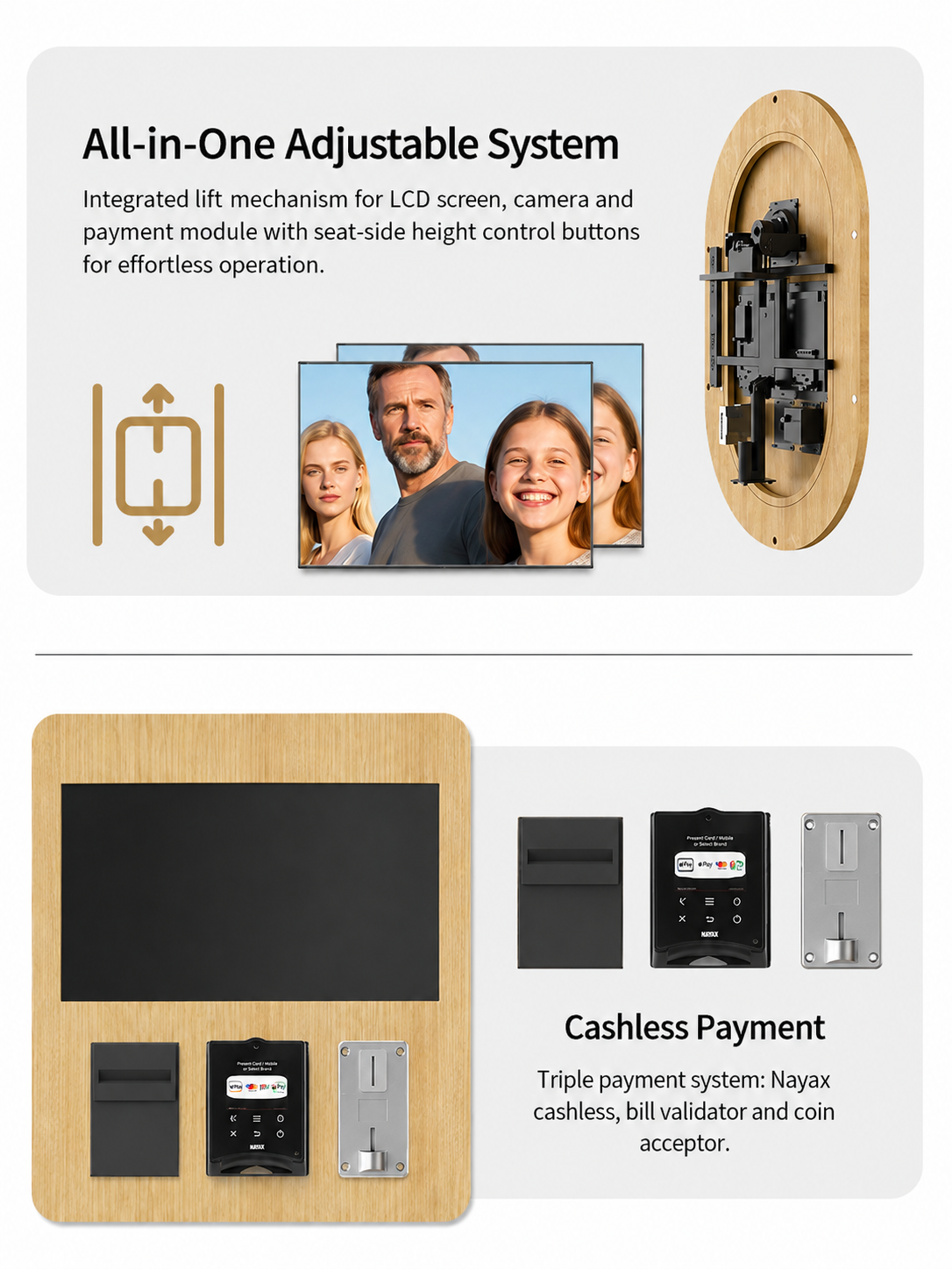 Wooden Vintage Enclosed Photobooth With Payment System Selfie Booth