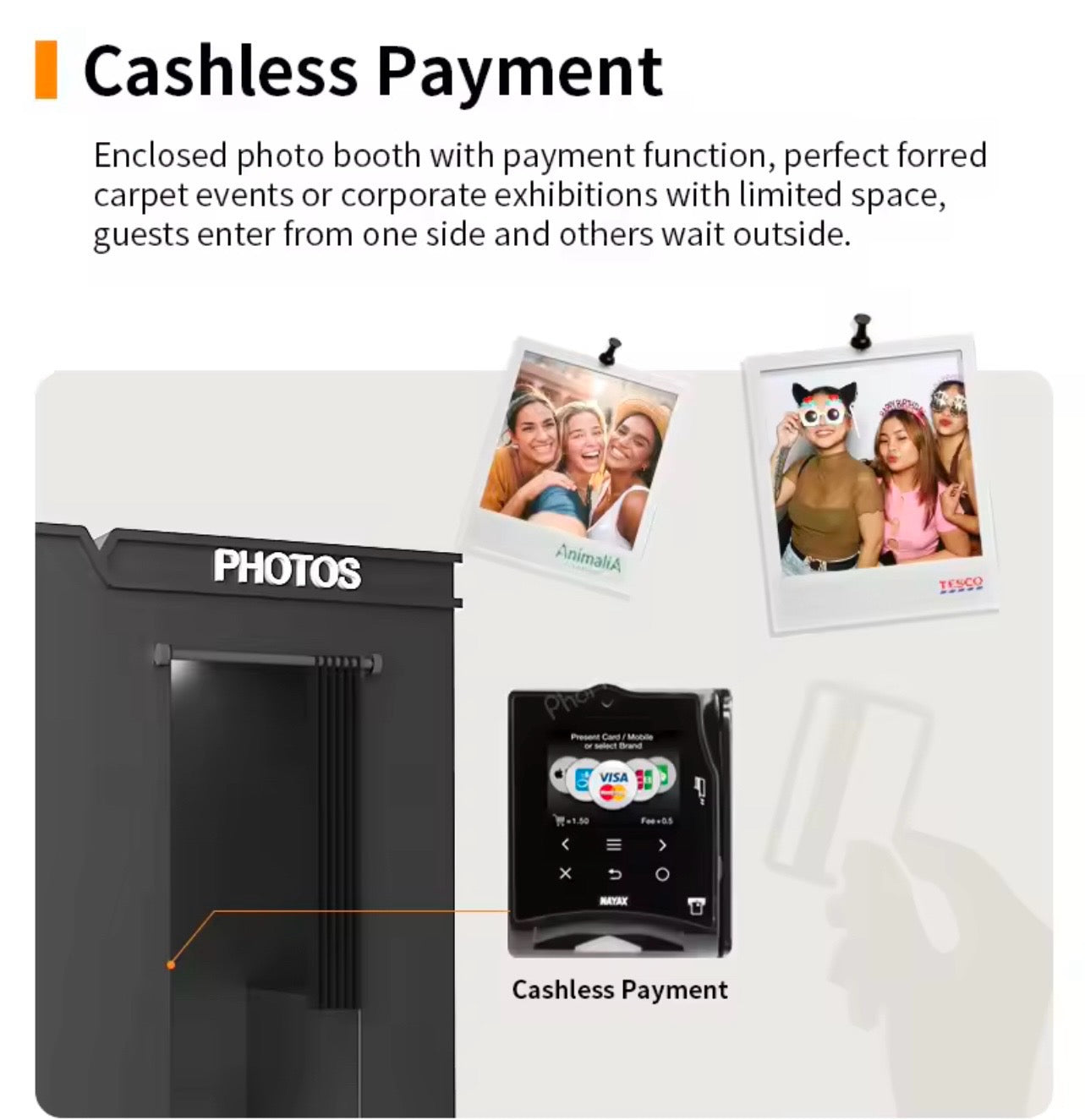 Enclosed Original Photobooth With Payment System Selfie Booth