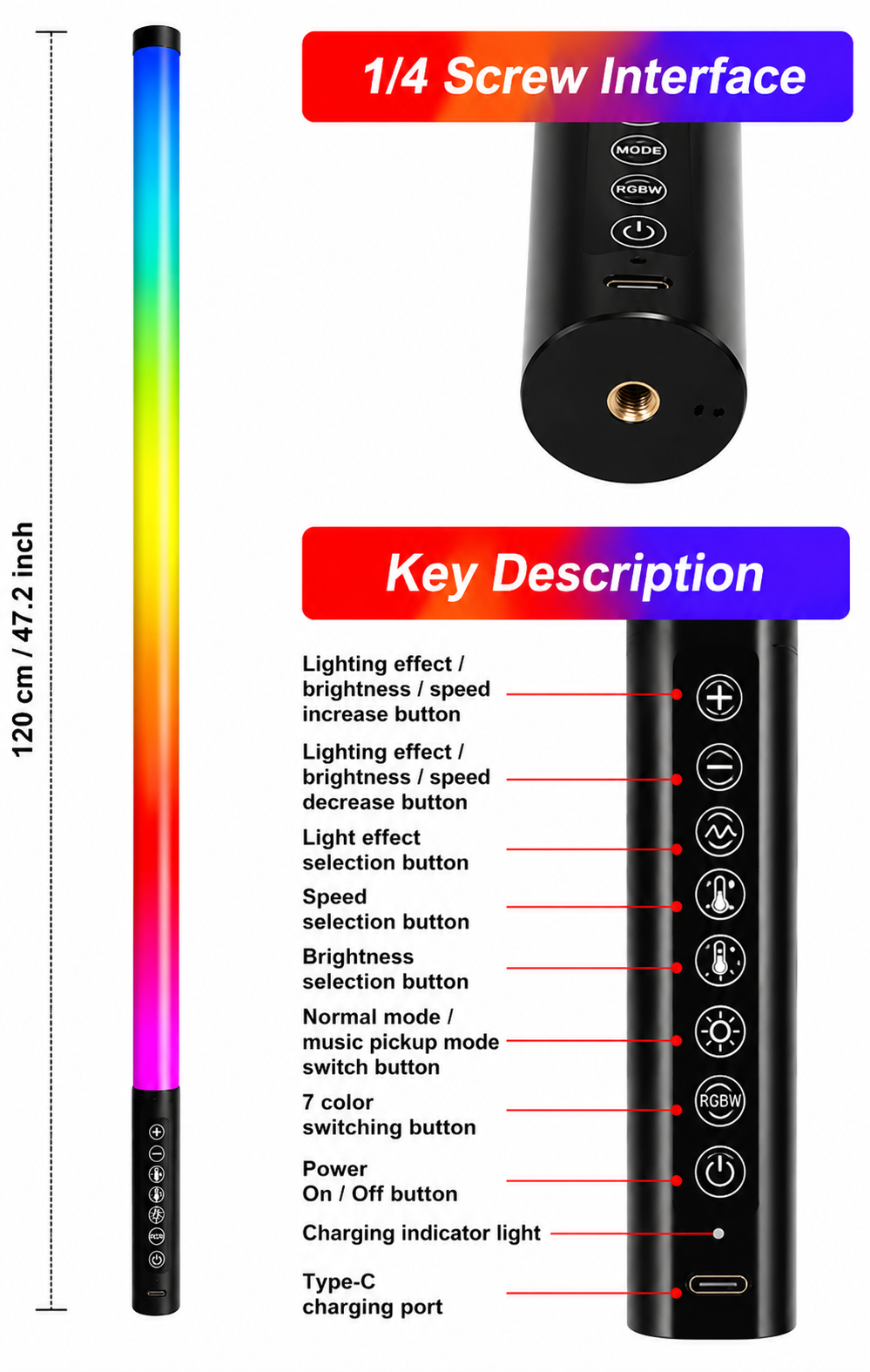RGB LED Tube Lights Wireless