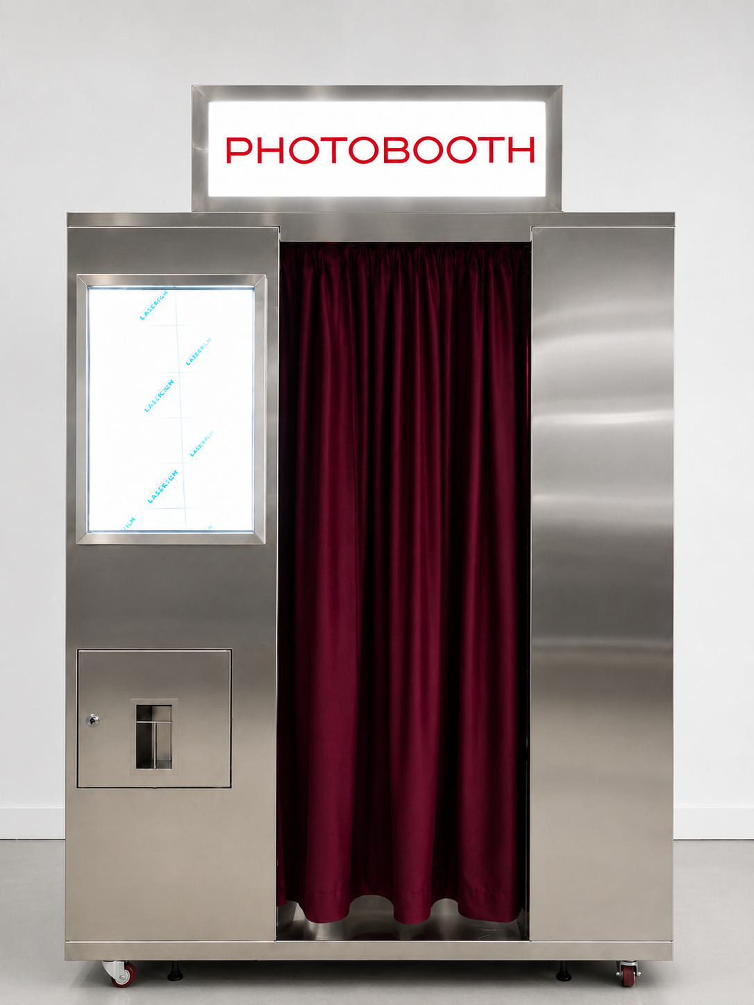 Stainless Steel Enclosed Photo Booth With Contactless Payment Selfie Booth