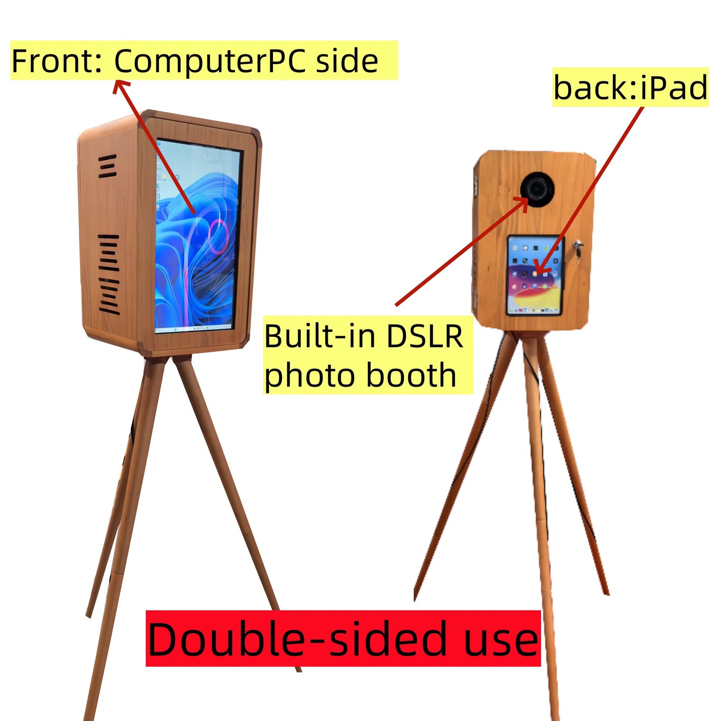 Wooden DSLR & iPad Selfie Pod Windows Photobooth