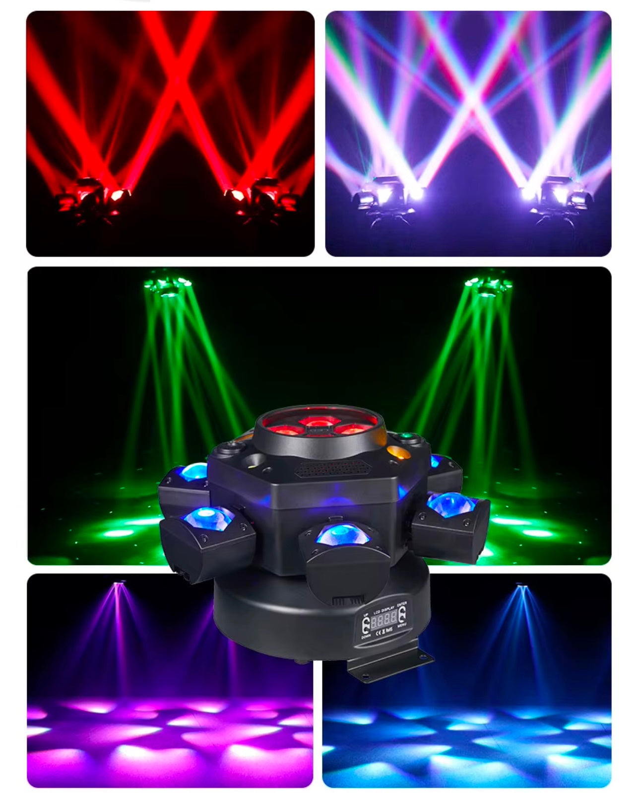 Six-Arm Moving Laser Beam Lights DJ