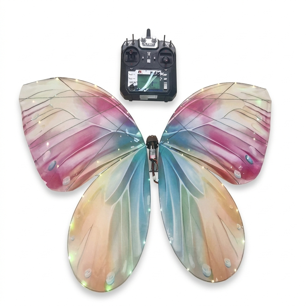 Bionic mechanical flying butterfly that delivers rings at weddings with drone remote