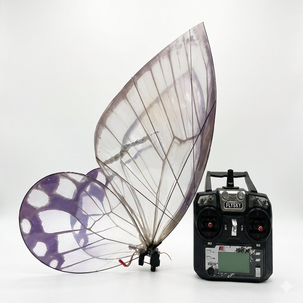 Bionic mechanical flying butterfly that delivers rings at weddings with drone control remote