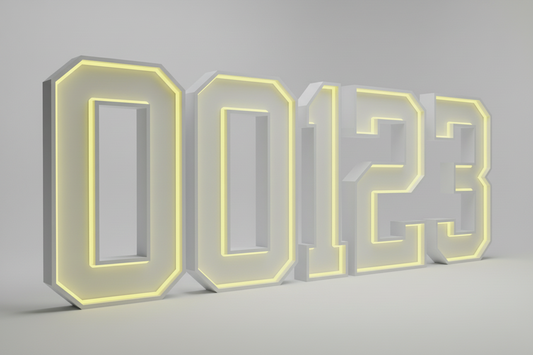 4ft LED Neon number '0123' on a gray background