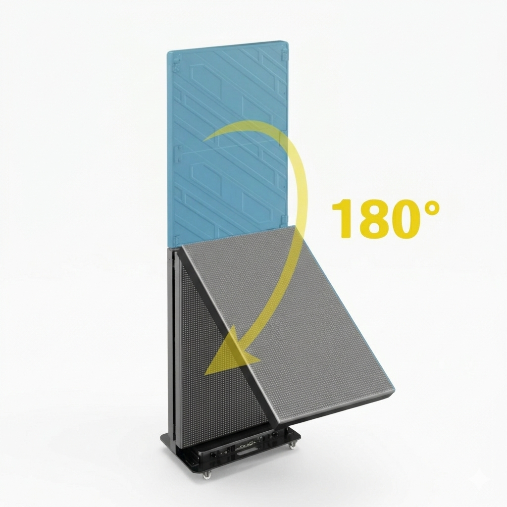 1 foldable display screen, showing it can fold to a 180 degree angle.