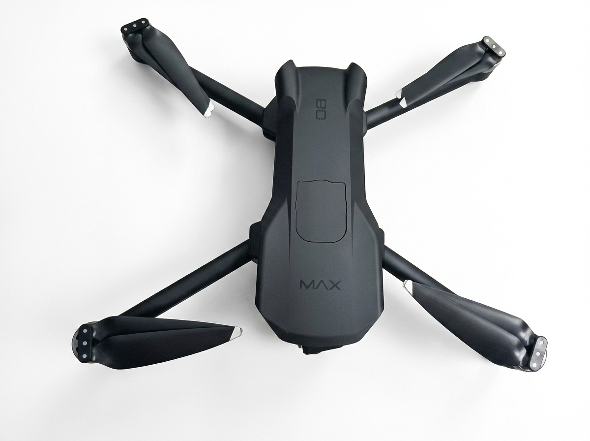 Black drone with 'MAX' branding on a white background