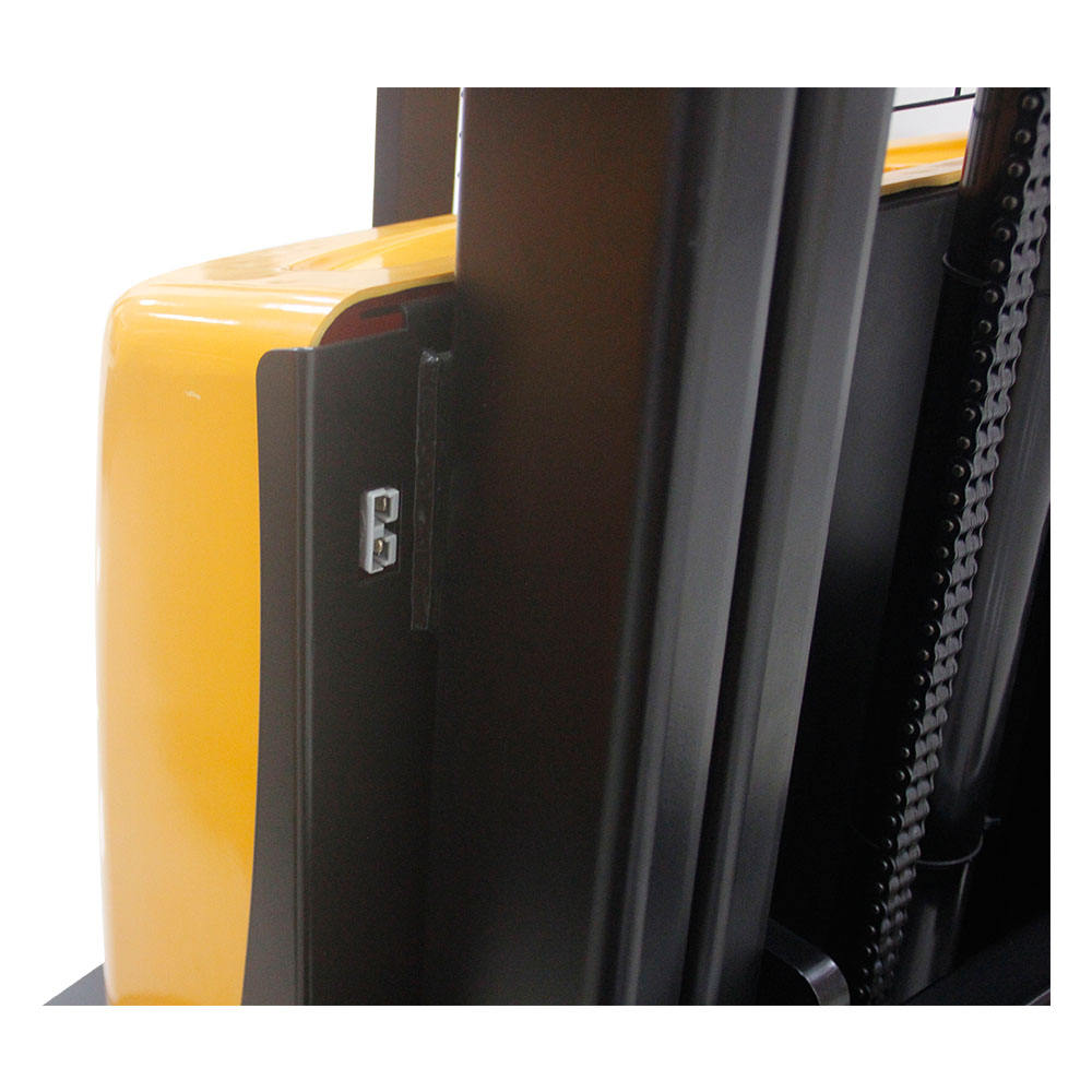 Black and yellow forklift on a white background