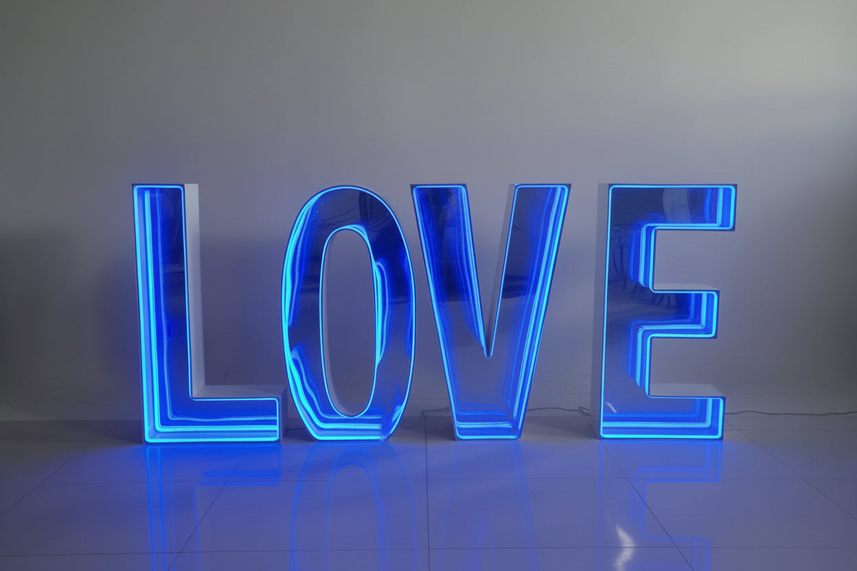 4FT Neon blue coloured 'LOVE' LED sign 