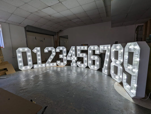 0-9 FULL SET 4ft MDF Wooden Marquee Large LED Numbers Light Up Large Figures